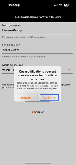 Comment modifier la clé de sécurité wifi depuis Orange et moi