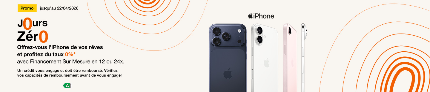 Offrez-vous l’iPhone de vos rêves dès aujourd’hui et profitez du financement 0%, grâce au Financement Sur Mesure en 12 ou 24x.