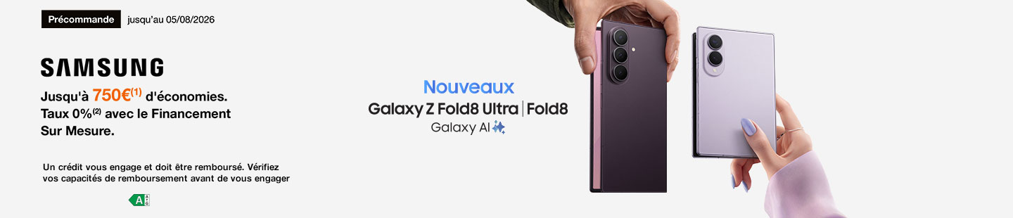 Jusqu'au 05/08/2026, jusqu'à 750€ d'économies sur le Samsung Z Fold 8 ou le Z Fold 8.
