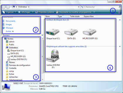 Présentation de l'explorateur fichiers Windows Vista