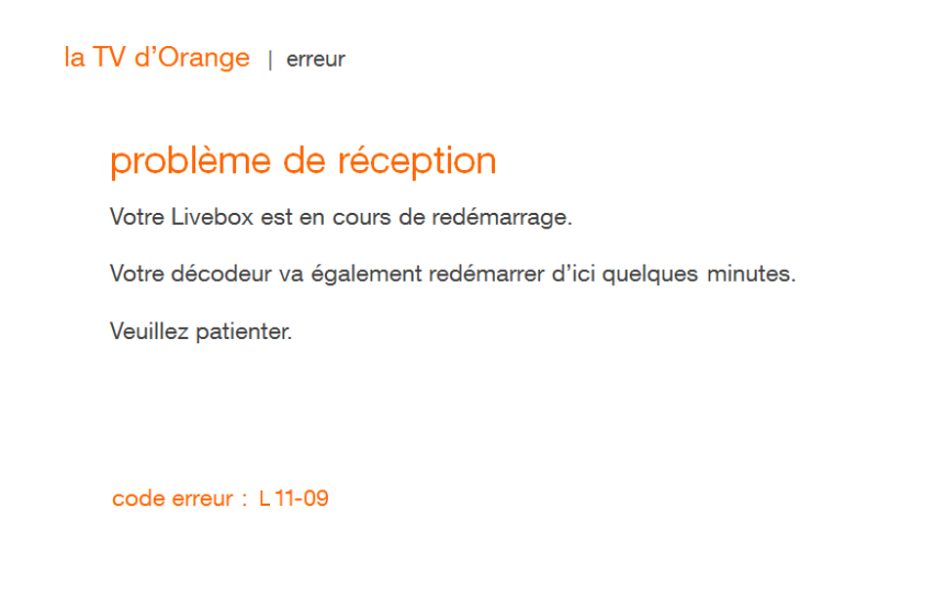 Tv Orange Probleme De Reception Code Erreur L11-06