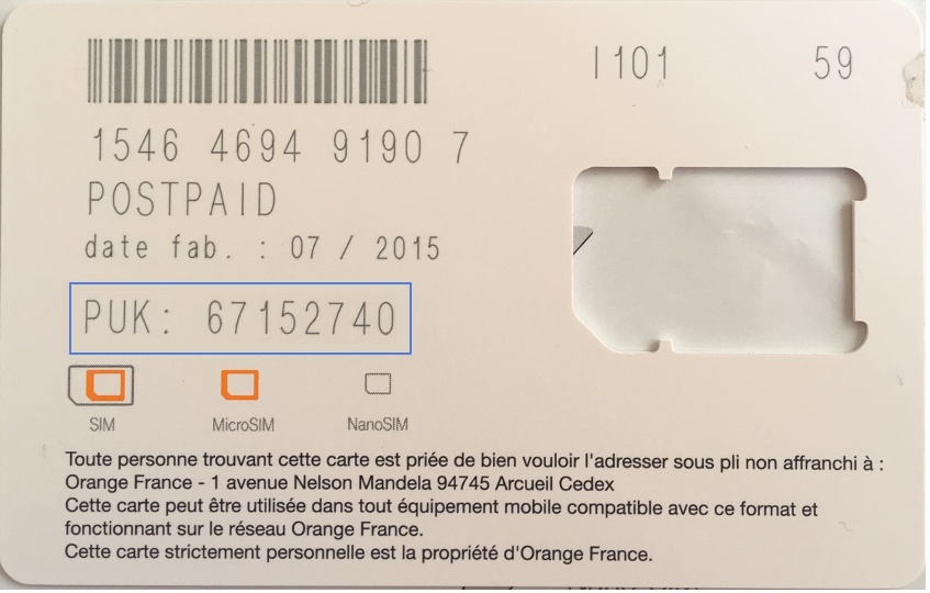 Code PUK : obtenir le code pour débloquer votre carte SIM (client ...