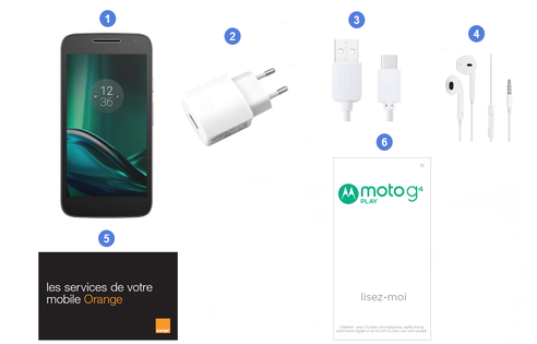 Lenovo Moto G4 Play, contenu du coffret.