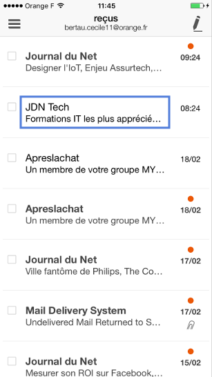 MAIL ORANGE ACC DER VOS MAILS SUR VOTRE MOBILE OU TABLETTE visual data 5