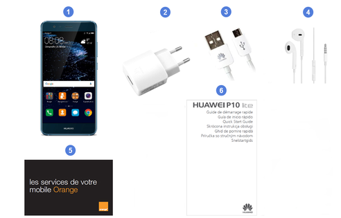 Huawei P10 Lite, contenu du coffret.