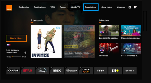 CANAL : planifier un enregistrement TV avec la TV d'Orange - Assistance