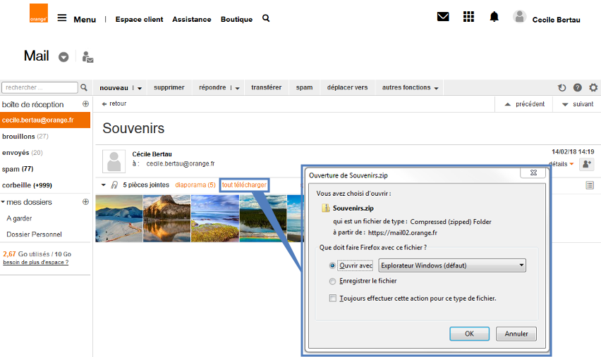 enregistrer contact mail orange