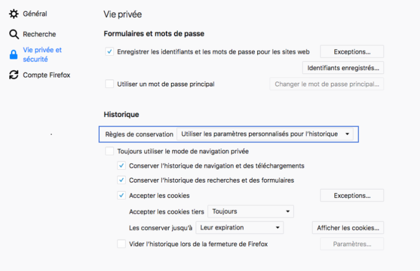 Mozilla Firefox (Mac) accepter les cookies Assistance Orange