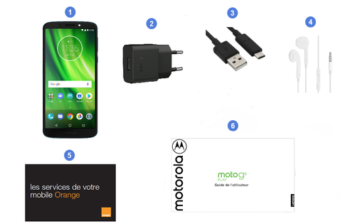 Motorola (Lenvovo) Moto G6 Play, contenu du coffret.