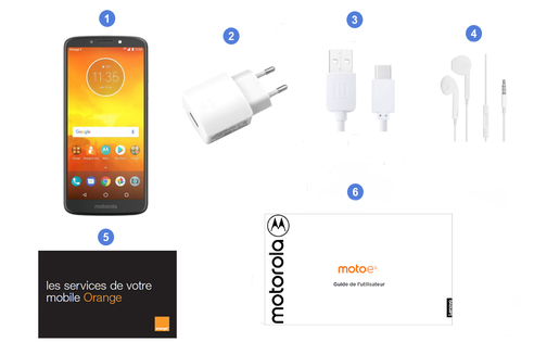 Motorola (Lenovo) Moto E5, contenu du coffret.