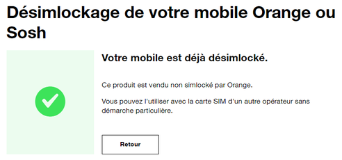 Code de Déblocage Opérateur mobiles Orange France OFFICIEL 