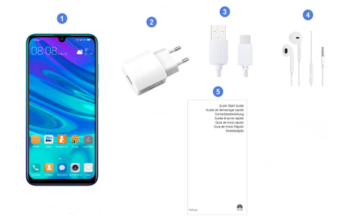 Huawei P Smart 2019, contenu du coffret.