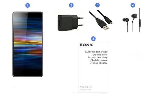 Sony Xperia L3, contenu du coffret.