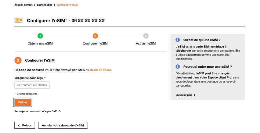Une Esim A été Commandée Sur Votre Ligne
