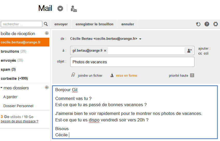 Mail Orange (nouvelle version) rédiger, personnaliser et envoyer un