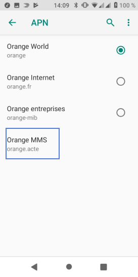 Étape 7 : Cliquez sur Orange MMS.