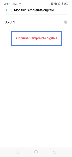 Étape 6 : Cliquer sur Supprimer l'empreinte digitale.