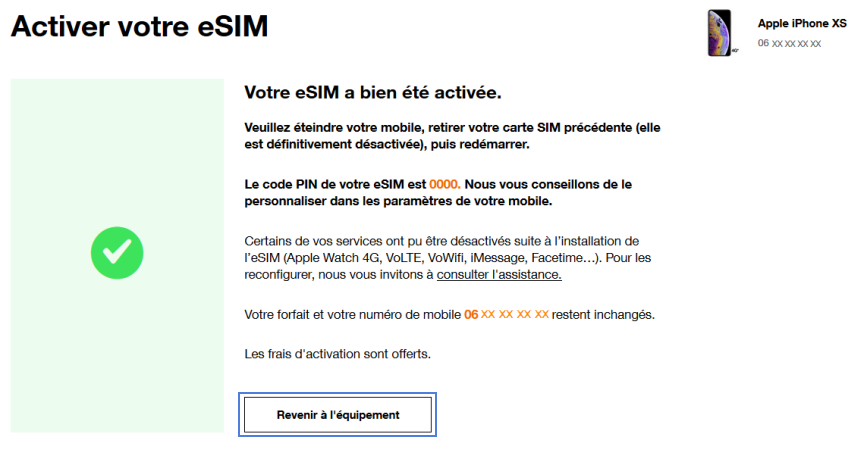 Une Esim A été Commandée Sur Votre Ligne