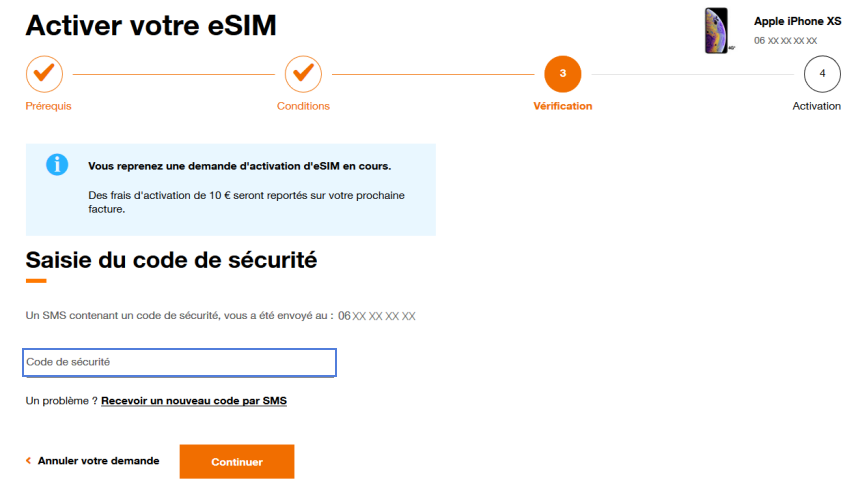 Une Esim A été Commandée Sur Votre Ligne