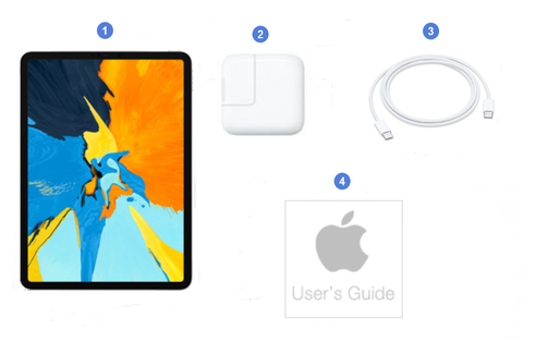 Apple iPad Pro 11 2020, contenu du coffret.