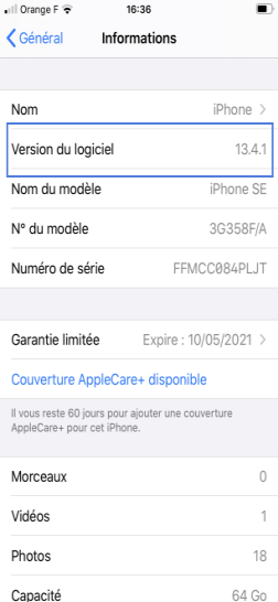 Étape 4 : La version logicielle s'affiche.