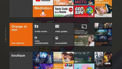 La nouvelle interface Orange déployée sur le Décodeur TV UHD à