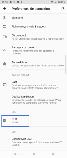 Étape 5 : Allez sur NFC.