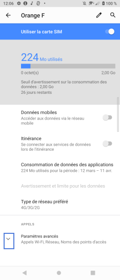 Étape 5 : Sélectionnez Paramètres avancés.