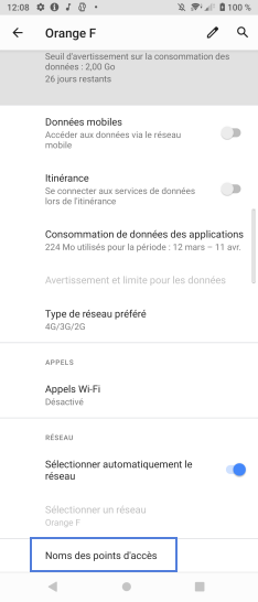 Étape 6 : Choisissez Noms des points d'accès.