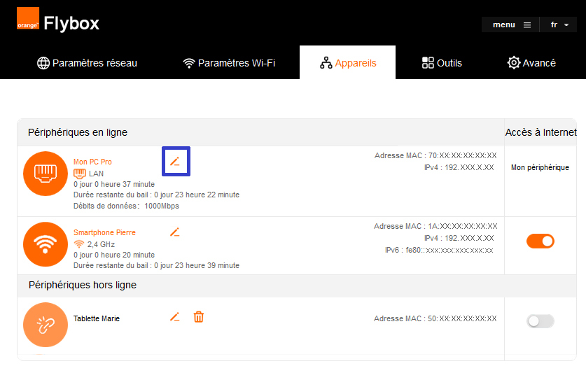 Boost gérer les appareils connectés à la Flybox 5G