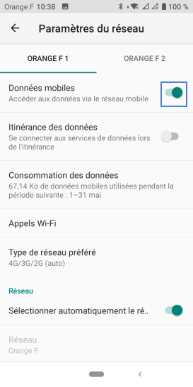 Étape 6 : Faîtes glisser le curseur Données activées vers la gauche.