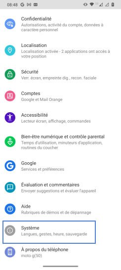 Étape 3 : Allez sur Système.