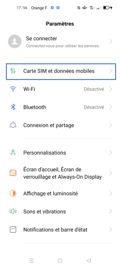 Étape 3 : Cliquez sur Cartes SIM et données mobiles.