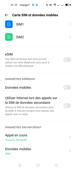 Étape 5 : Faites glisser le curseur Données mobiles vers la droite pour activer les connexions de données en France.