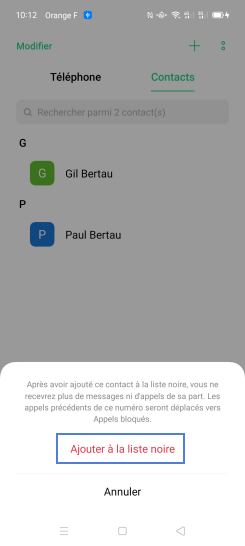 Étape 4 : Sélectionnez Ajouter à la liste noire.