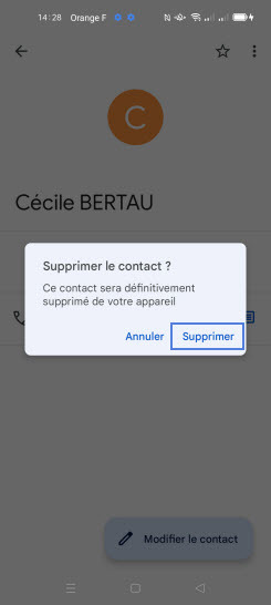 Étape 6 : Sélectionnez Supprimer.