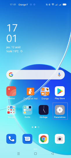 Étape 1 : Sélectionnez Paramètres.