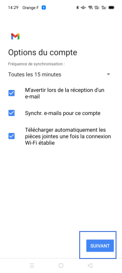 Étape 7 : Prenez connaissance des différentes options de compte.Validez avec Suivant.