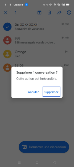 Étape 7 : Sélectionnez Supprimer.