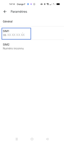 Étape 4 : Dans notre exemple, nous avons sélectionné la carte SIM1.