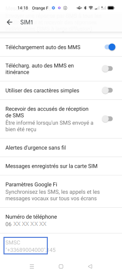 Étape 5 : Les coordonnées affichées doivent être : +33689004000.