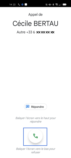 Étape 1 : Le mobile est en cours d'appel.