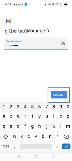 Étape 6 : Saisissez le mot de passe associé au compte de messagerie.Cliquez sur Suivant.