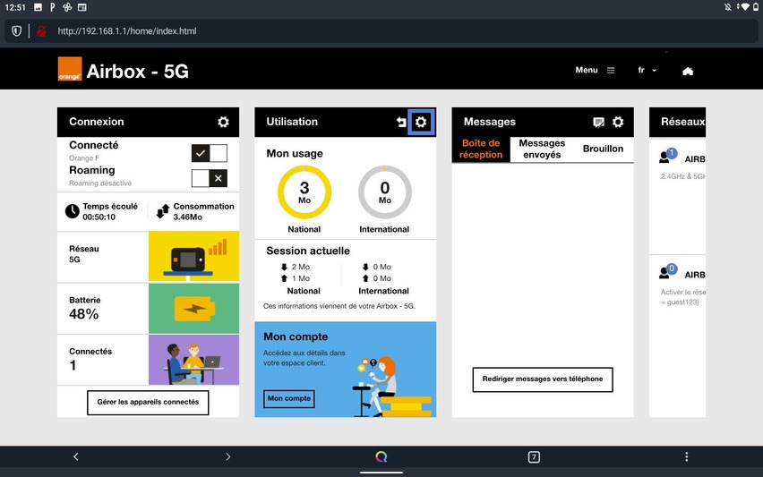 Comment vérifier la consommation internet sur votre Orange Airbox 5G