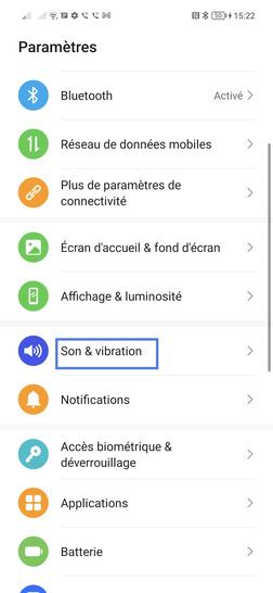 Étape 2 : Allez sur Son et vibration.
