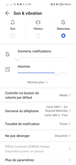 Étape 5 : Le mode Silence est activé.