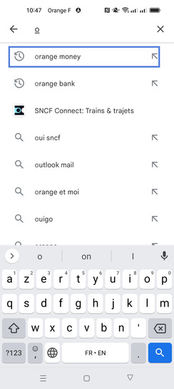 Étape 3 : Saisissez le nom de l'application et choisissez le résultat souhaité.Dans notre exemple, le choix s'est porté sur l'application Orange Money