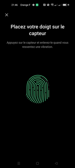 Étape 9 : Procédez à l'enregistrement de l'empreinte digitale.