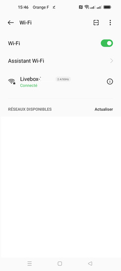 Étape 6 : La connexion à la Livebox est établie.