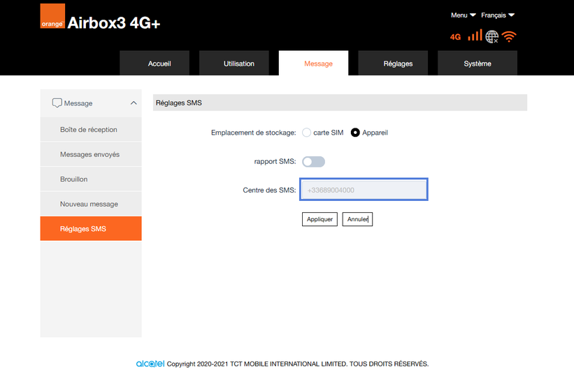 Comment vérifier le paramétrage SMS sur votre Orange Airbox 3 4G